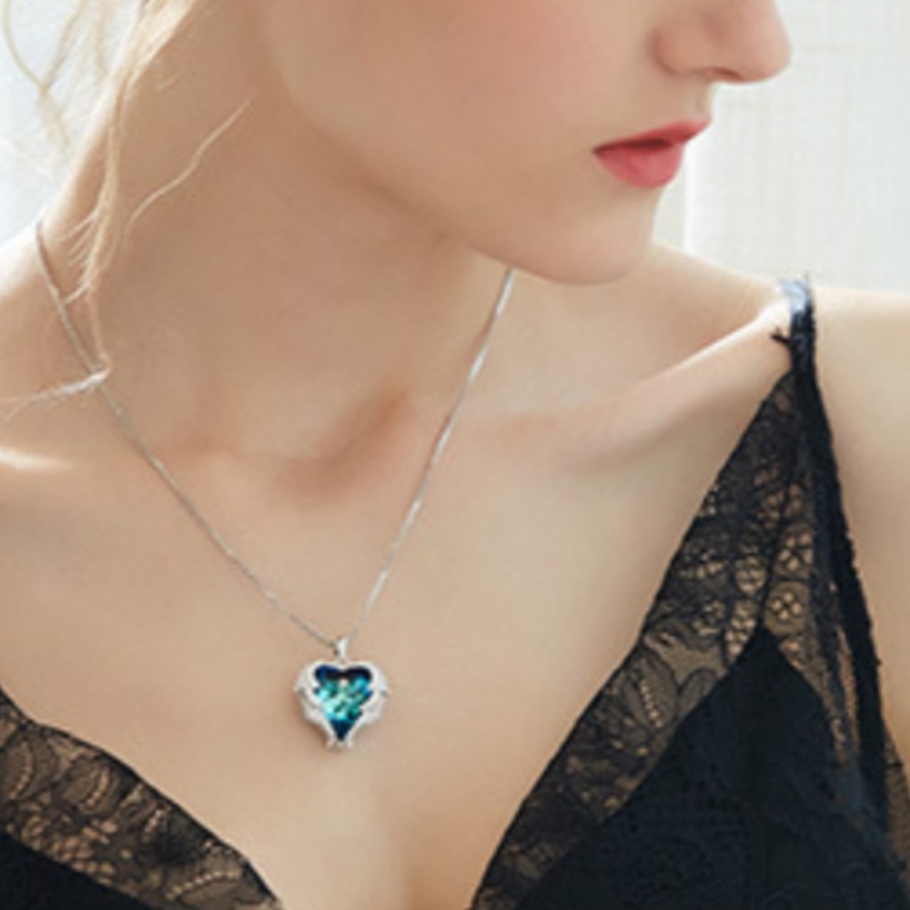 Swarovski Crystal Heart Pendant Necklace--Purple - Picture 3 of 7